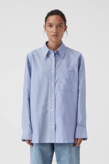 apranga chambray mėlyna 2D28487 CLOSED Oksfordo marškinių palaidinė moterys